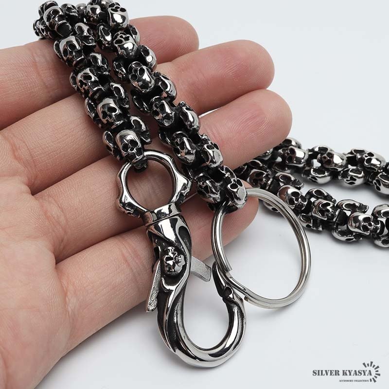 ステンレス スカル ウォレットチェーン 幅12mm 太幅 ごつめ 重厚感
