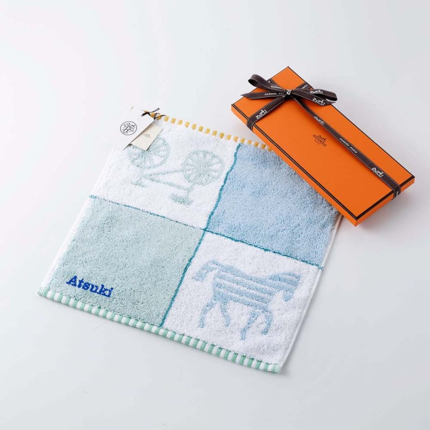 HERMES エルメス カレ・タオル カバン ブルー・ジヴレ / ヴェール