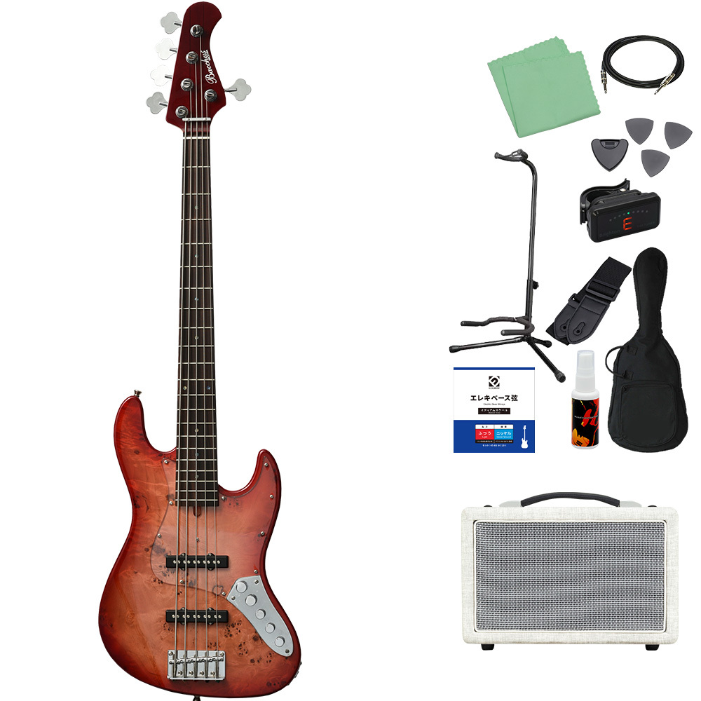 Bacchus WJB5-BP/Act RD-B 5弦ベース初心者12点セット 島村楽器で一番