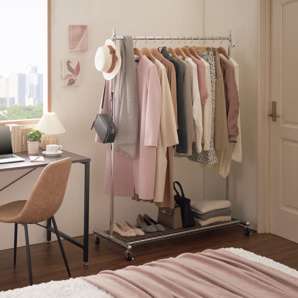 プロ仕様 棚付き頑丈ハンガーラック 幅120cm 通販 - ディノス