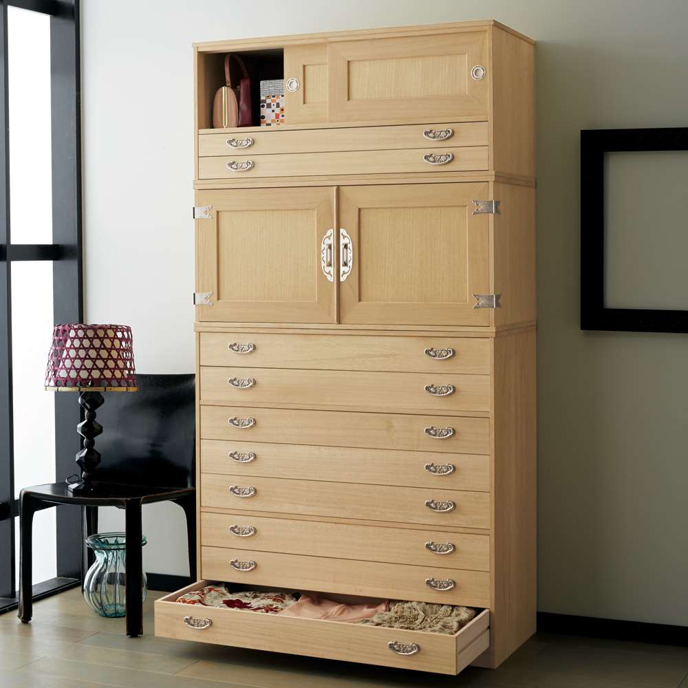 本格派の着物収納】総桐着物収納ユニットタンス 上台引き戸タイプ 高さ