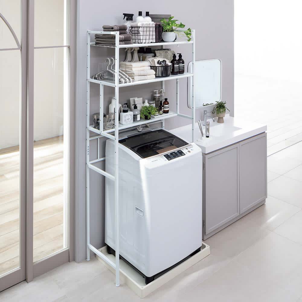 棚3段タイプ】作業がしやすい 大容量ランドリーラック 幅69cm～89cm