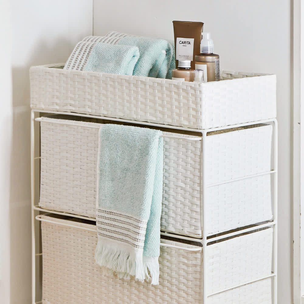 省スペースラタン調ランドリーチェスト 引き出し7杯タイプ 幅66cm奥行