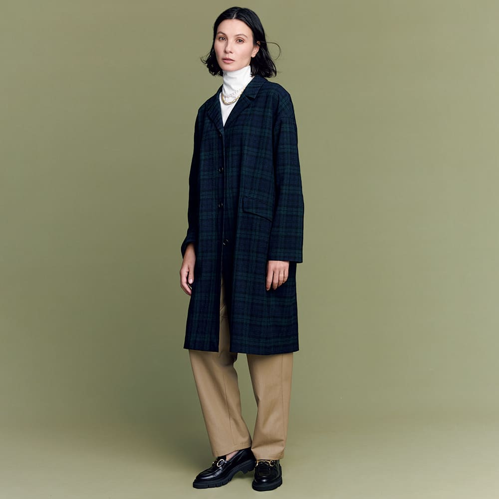 NIKKE」 シボ素材チェック柄コート 通販 - ディノス