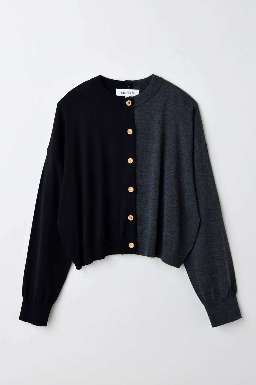 ENFOLD(エンフォルド)｜BICOLOR CARDIGAN/カーディガン/ブラック の