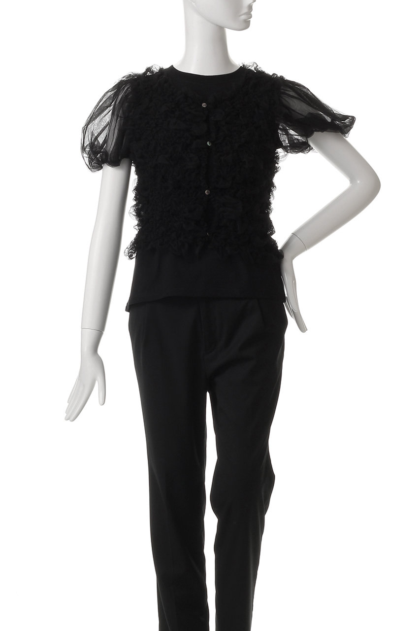 CLANE(クラネ)｜TULLE VEST LAYERED TOPS/ブラウス/WHITE の通販