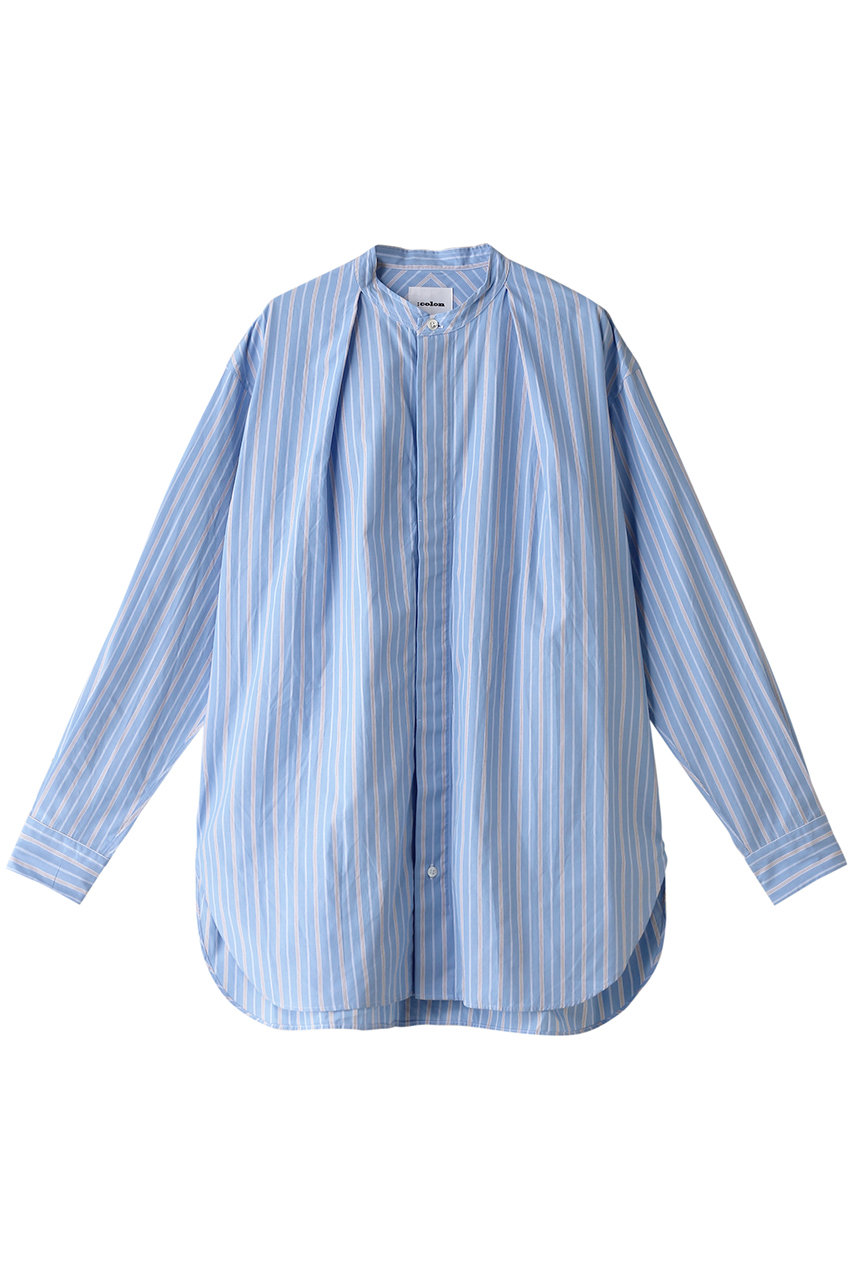 colon(コロン)｜【MEN】Cotton Stripe バンドカラーシャツ/Sax x White