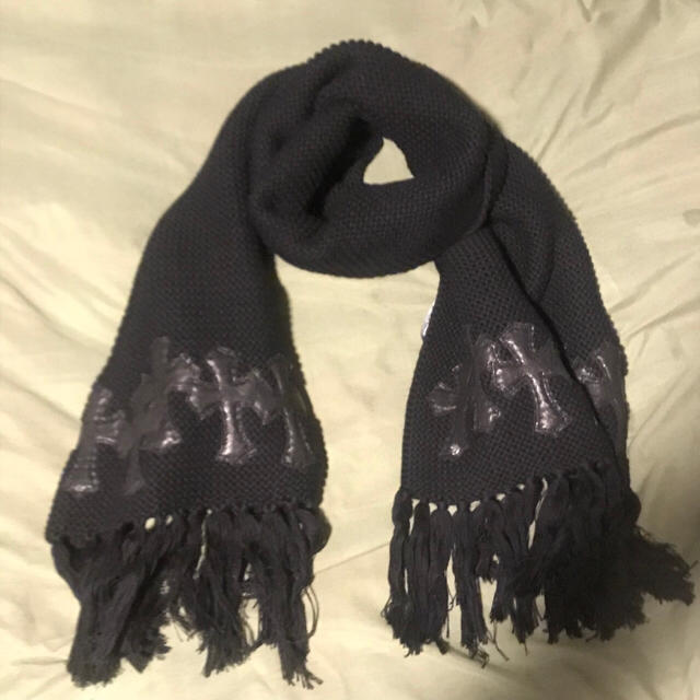 Chrome Hearts - Chrome hearts レザーパッチ フリンジ マフラーの通販