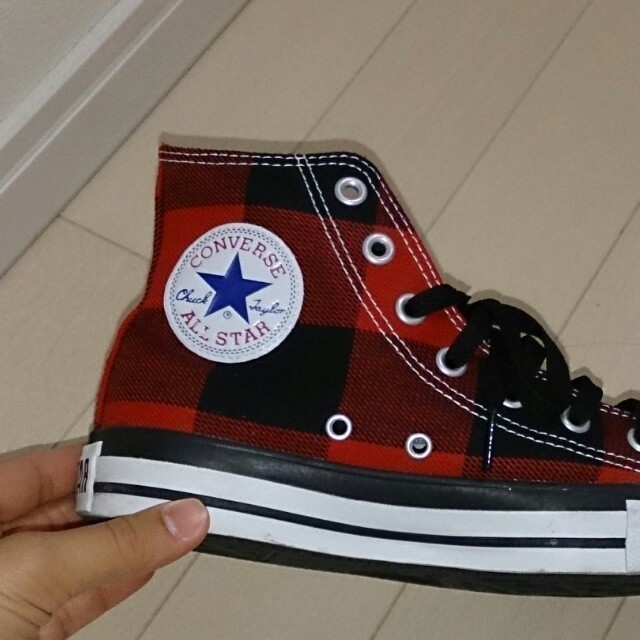 CONVERSE - 美品。コンバース 赤チェック 24cmの通販 by water drop