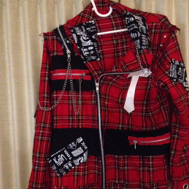 パンク◇ロック◇赤チェック◇コートの通販 by おこじょーらんど｜ラクマ