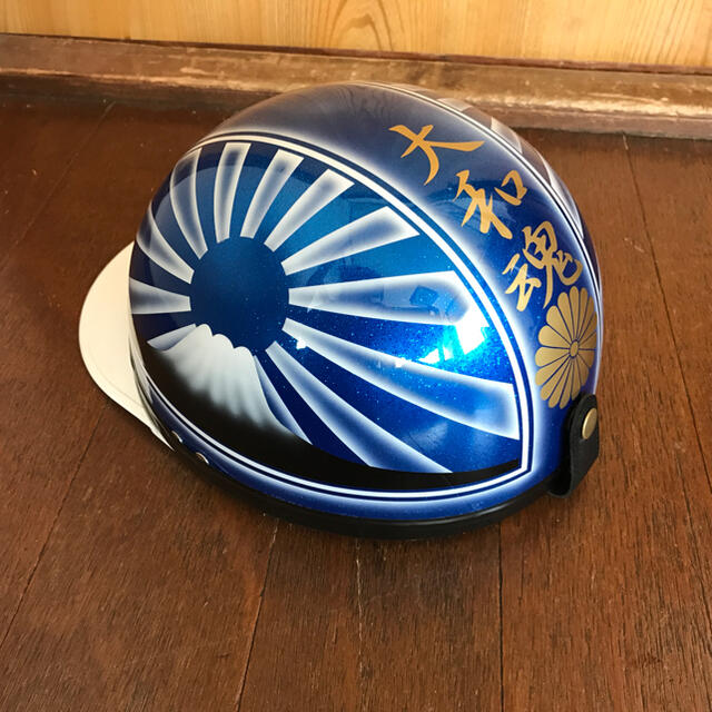 キャンディーブルー ラメ 富士日章 コルク半 ヘルメットの通販 by