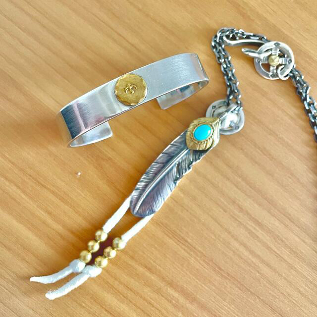 本日まで goro's 先金特大フェザー 金メタル小 細角チェーン ゴローズ