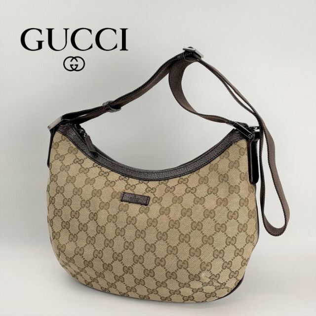 GUCCI - ほぼ未使用□GUCCI グッチ□ GGキャンバス レザー ショルダー