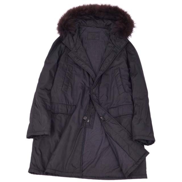 PRADA - プラダ コート ナイロン ジップアップ ラクーンファー 中綿