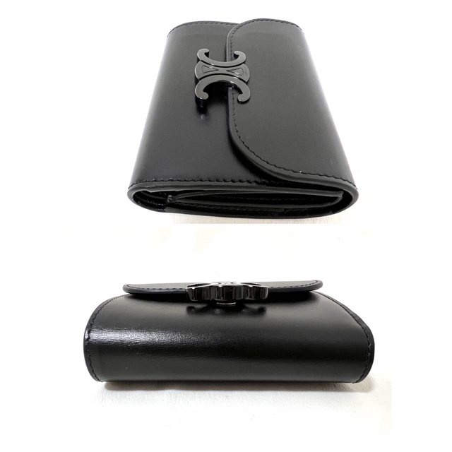 CELINE - セリーヌ ブラック 黒 トリオンフ スモール ウォレット 財布