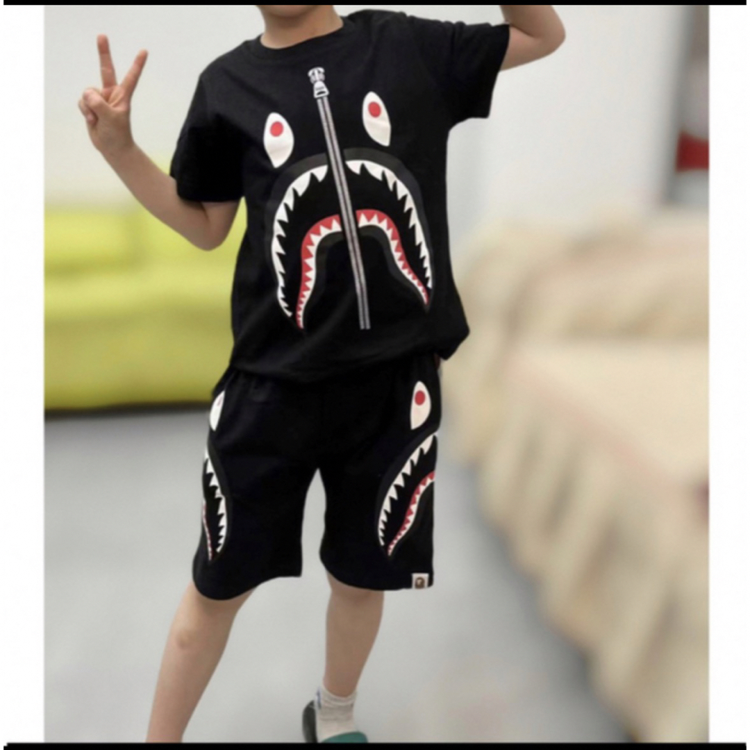 キッズエイプシャークモチーフプリントT&ショートパンツセットアップ