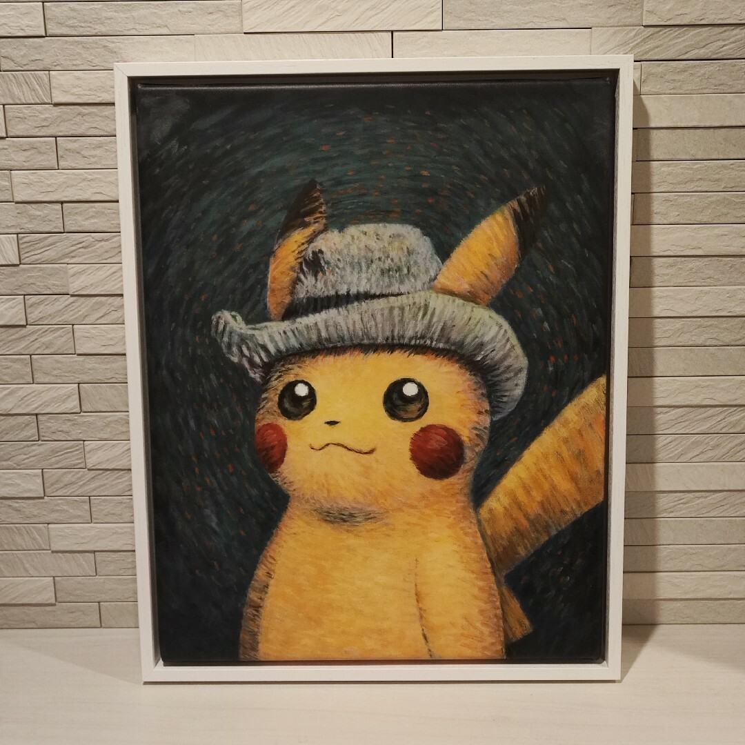 ポケモン - ゴッホ美術館 ゴッホピカチュウ キャンバスアート 額縁付の