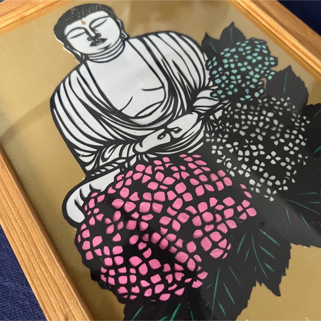 ハンドメイド 切り絵アート 切り絵 大仏様 大仏 仏様 ハスの花の通販