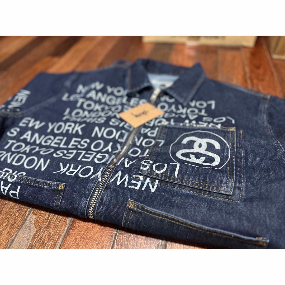 STUSSY - Stussy ZIP WORK JACKET CITY LINK DENIM Lの通販 by ケンタ