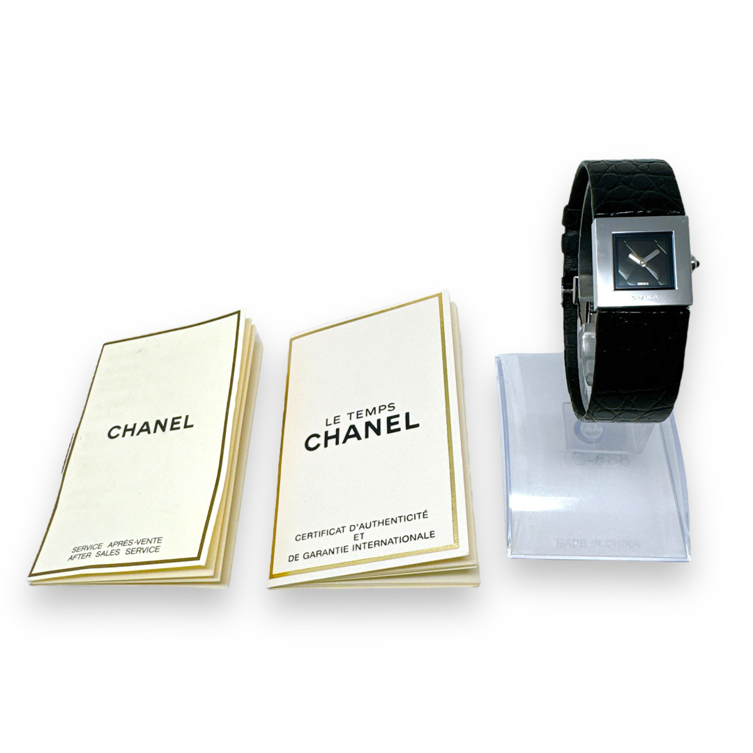 CHANEL - シャネル マトラッセ クォーツ 革ベルト レザー 黒 ブラック