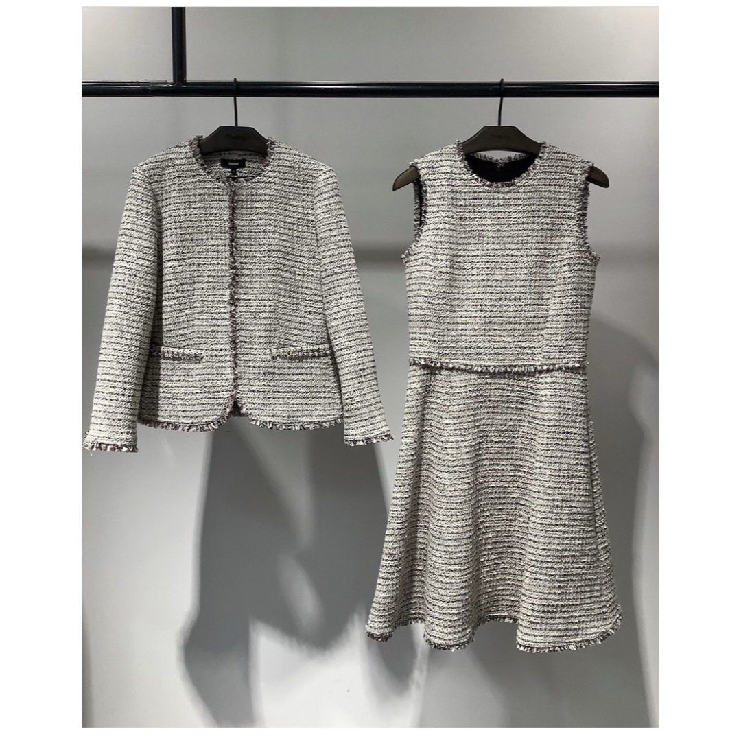 Theory - 美品 セオリー Theory ノーカラーツイードジャケット サイズ2