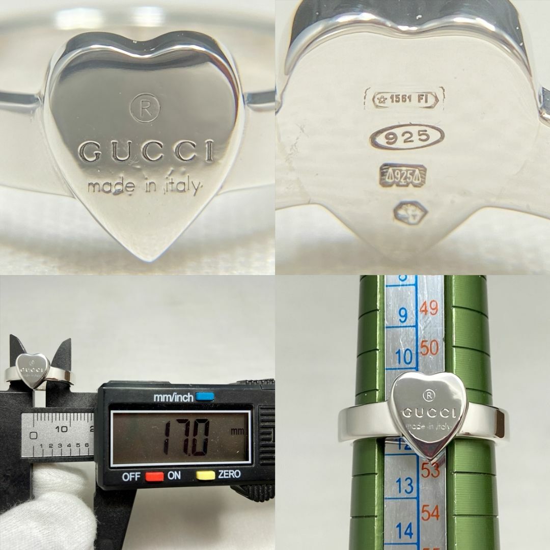 GUCCI - 新品仕上 グッチ ロゴ 刻印 ハート リング 指輪 シルバー 11号