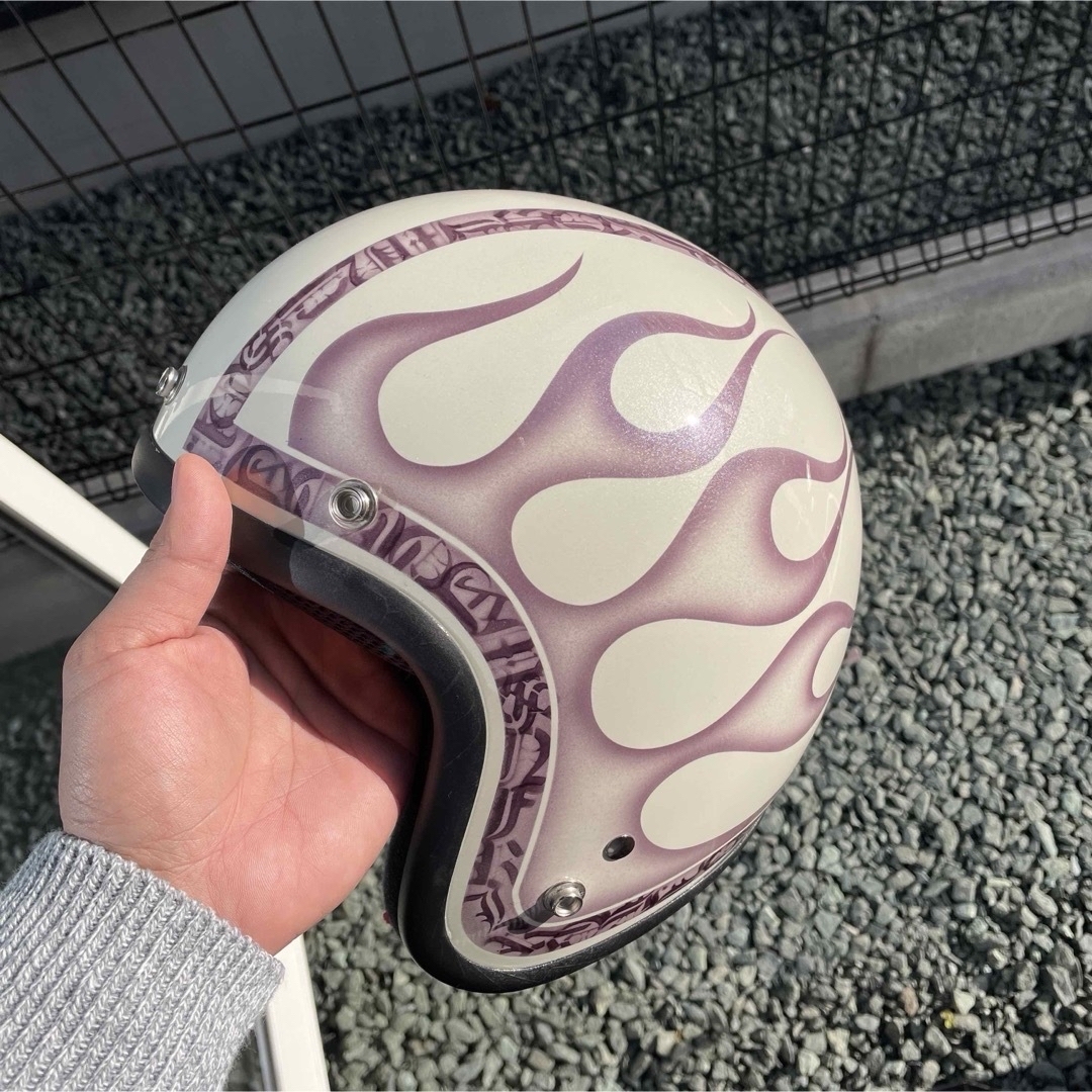 新品未使用一点物】カスタムペイント ジェットヘルメット ファイヤー