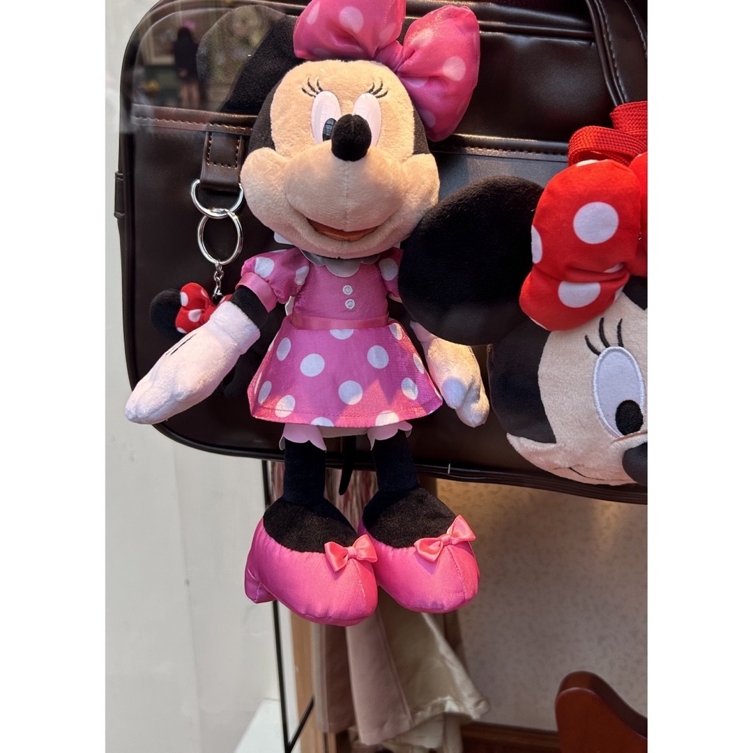 Disney - ディズニー ぬいぐるみチャーム ミニー ピンク キーホルダー