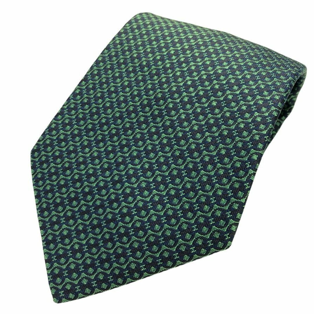 HERMES - エルメス ネクタイ シルク100％ 総柄 緑系 HERMES【AFI15】の