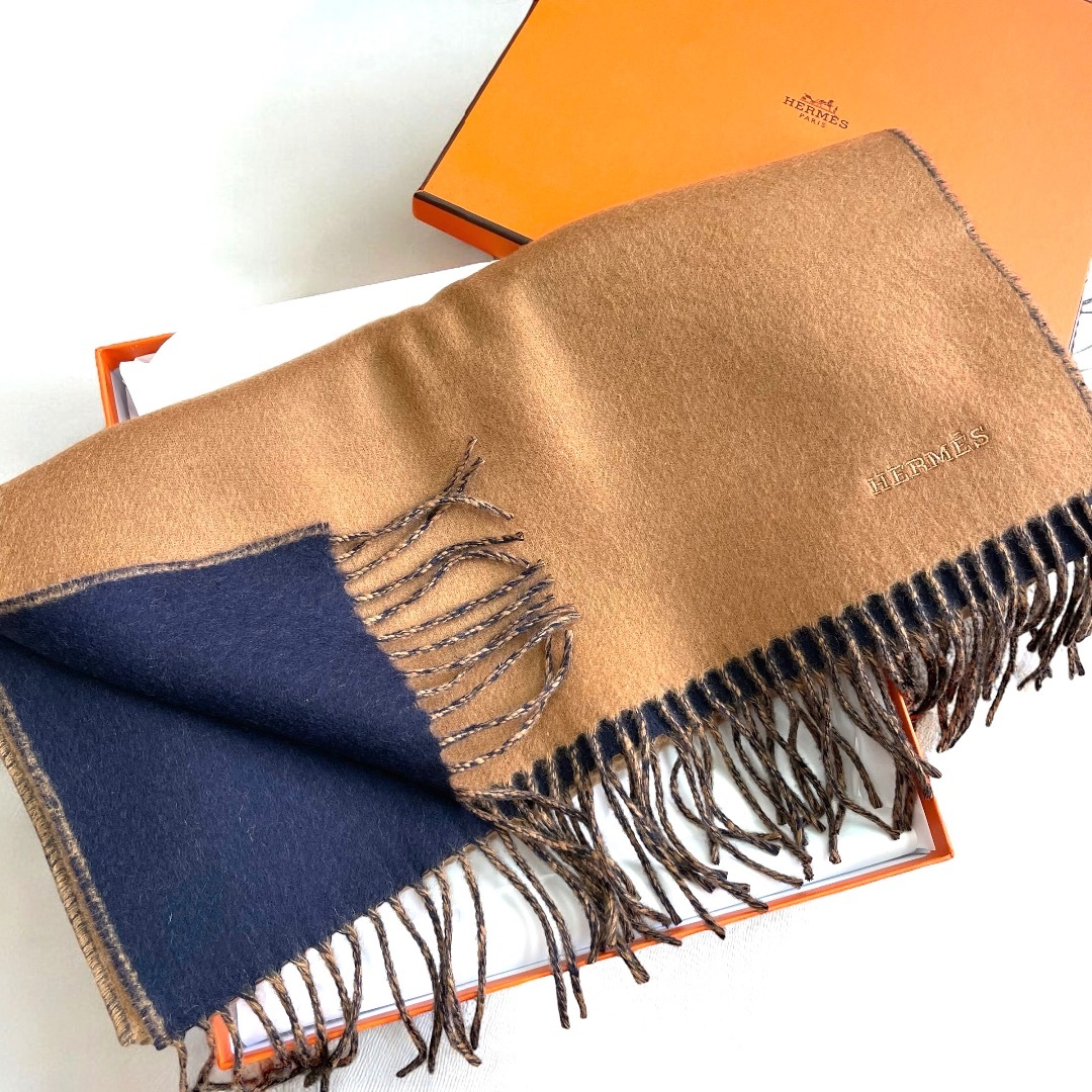 HERMES - 新品 HERMES エルメス カシミヤ マフラー レクトヴェルソ