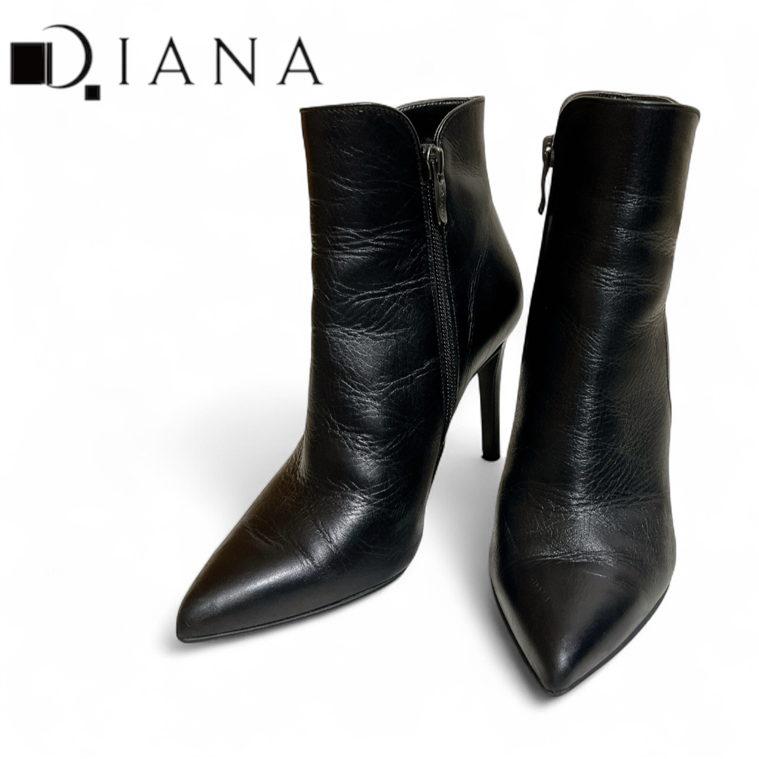美品】DIANA ダイアナ ショートブーツ 23cm 黒 美脚 9cmヒール
