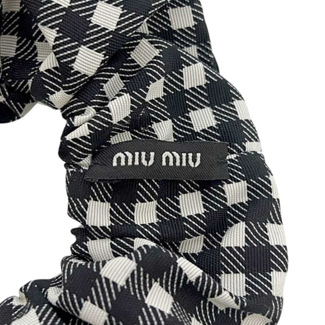 ミュウミュウ シュシュ ブラック チェック柄 5IF024 美品 ナイロン