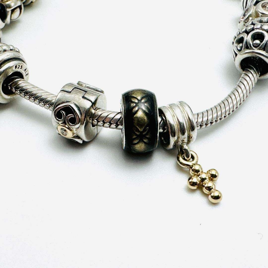 PANDORA シルバーブレスレット チャーム16個付き ティアラ クロス