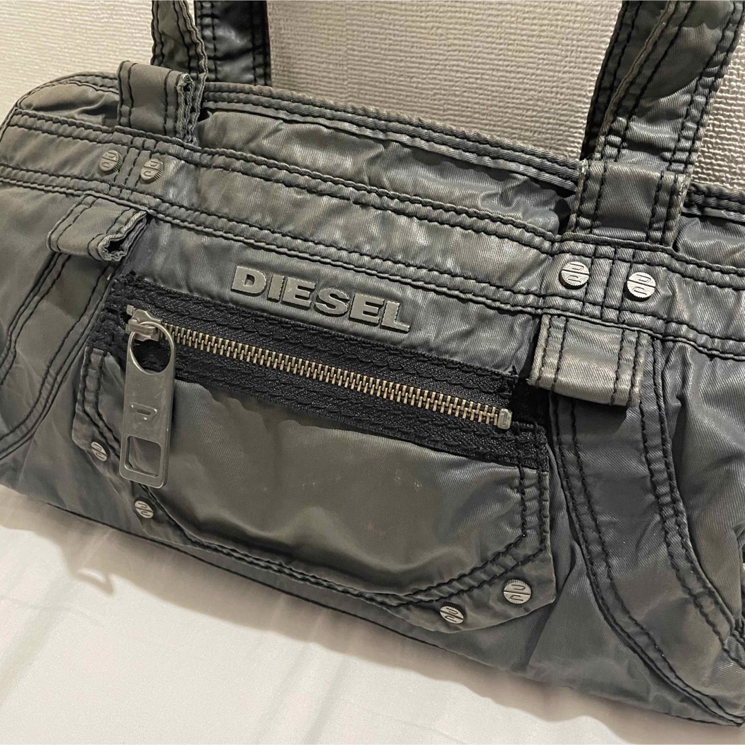 DIESEL y2k archiveメタリック加工 トートバッグ ブラックカーキ