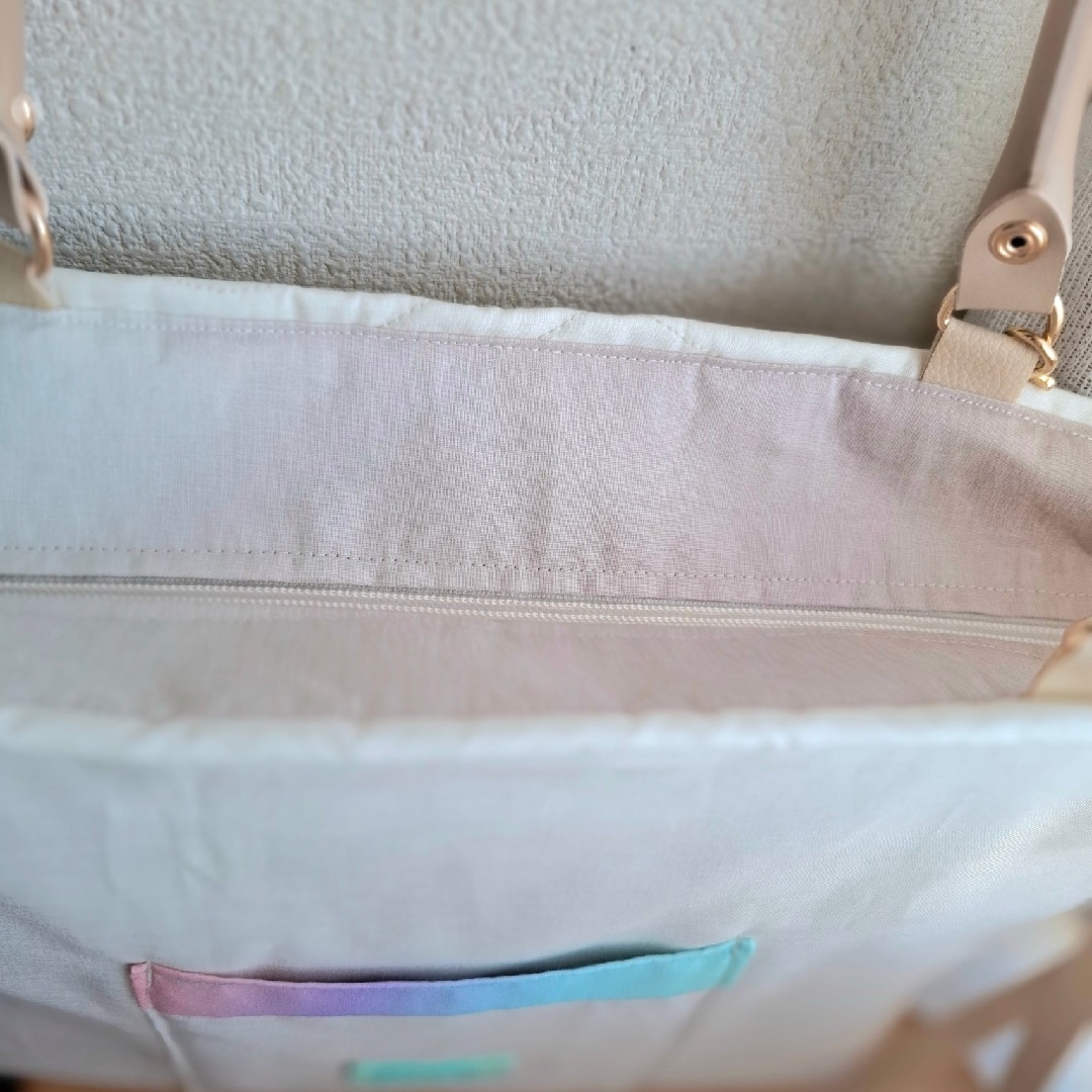 再お値下げ♡ハワイアンキルトバッグ 2WAYファスナー 革タグチャーム付
