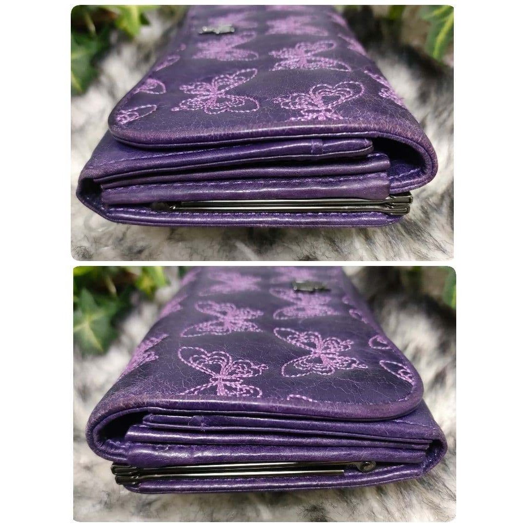 ANNA SUI - アナスイ 長財布 がま口 バタフライ パープル ANNA SUI