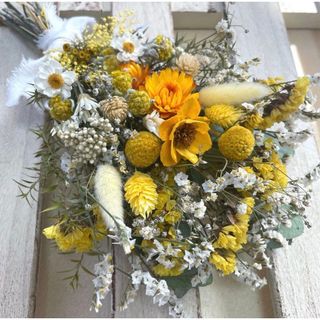 ドライフラワー スワッグ ガーランド❁1241ミモザ流木 花束 プレゼント