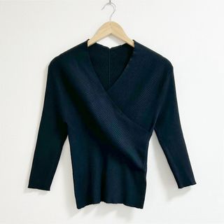 randy 2wayプレイドニットトップス チェックニット タートルネック