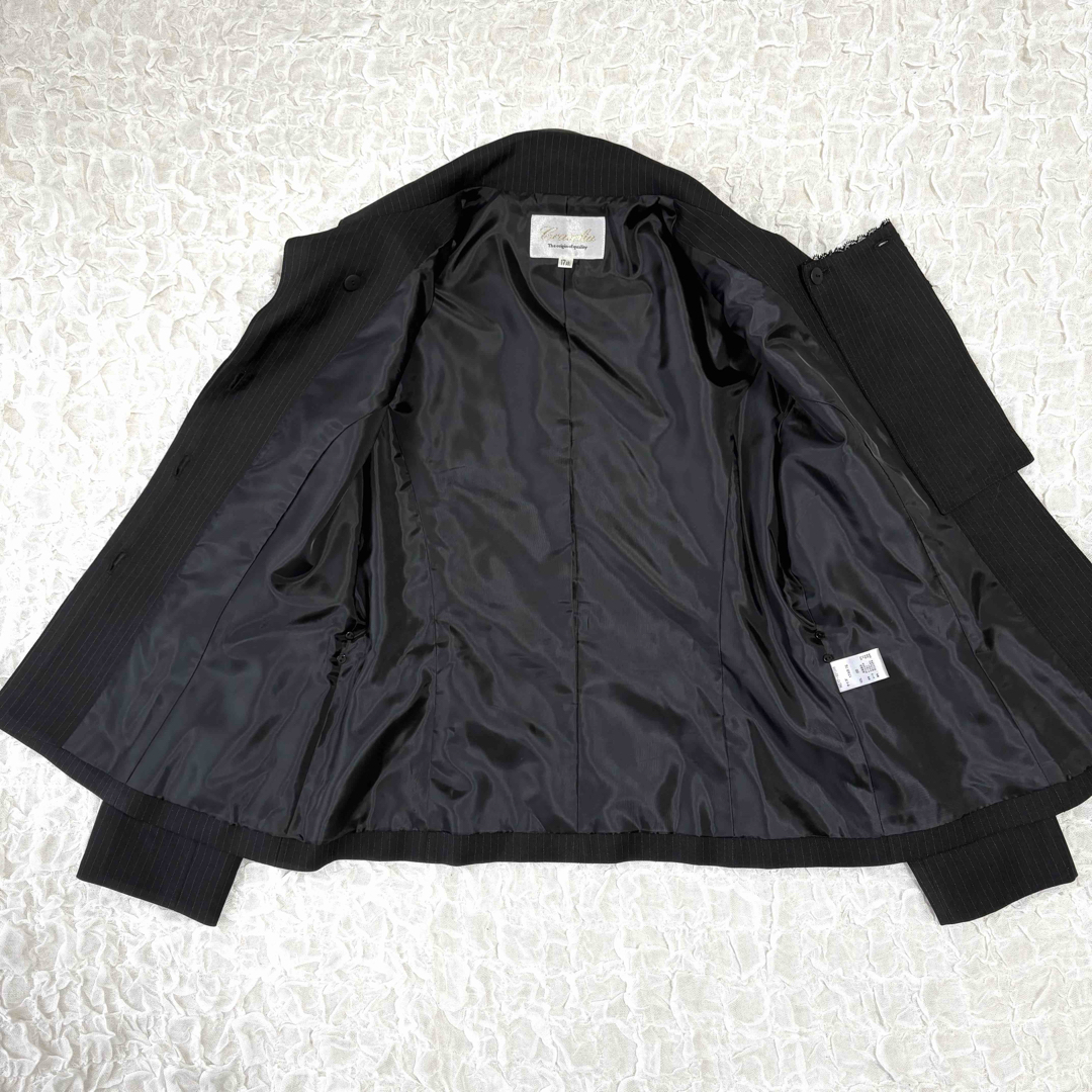 大きいサイズ 17号 Craselia スーツ 3点セット ストライプ ブラックの