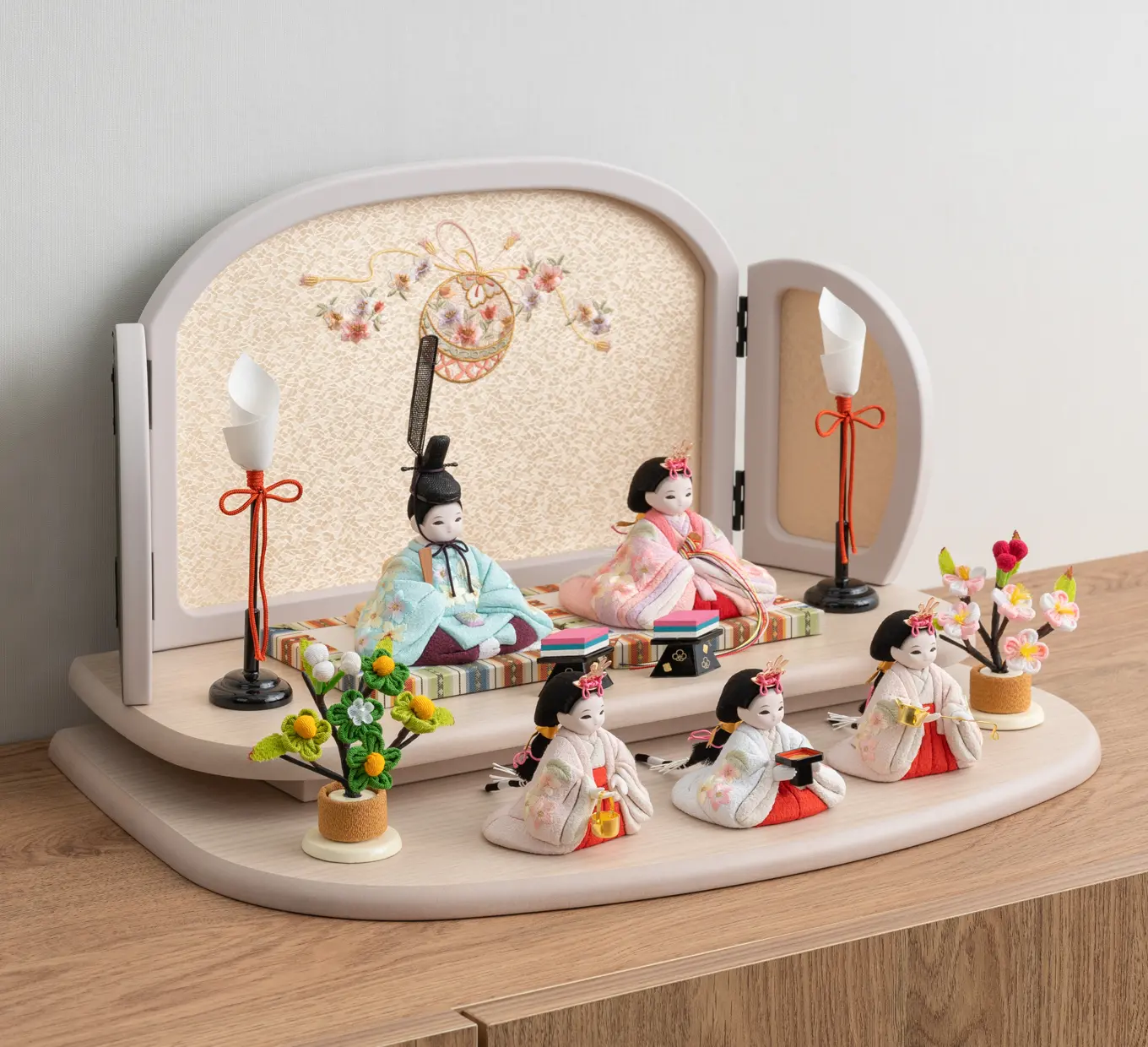 雛人形「れいれい 相鳥花菱文・桃色（組み立てケース入）」｜雛人形の