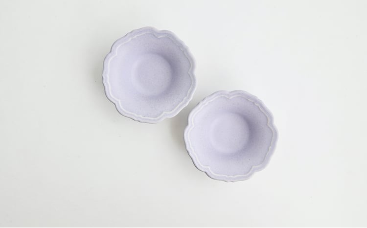 Awabi ware】輪花小鉢 ペアセット（パープル×2） 《決済から3ヶ月前後