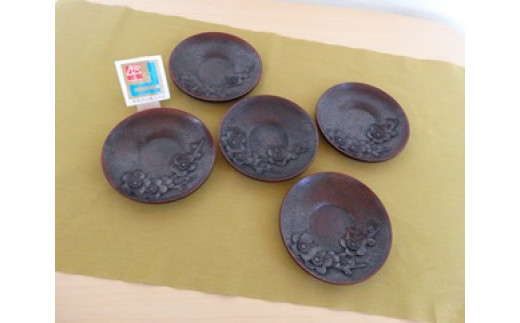 日光彫 日光堆朱茶托（梅柄）【受注生産品】 - 栃木県日光市｜ふるさと