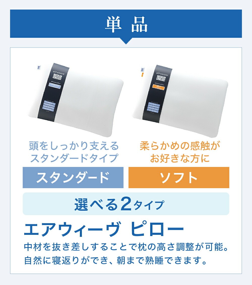 最短3営業日以内発送!】エアウィーヴ ピロー スタンダード・ソフト