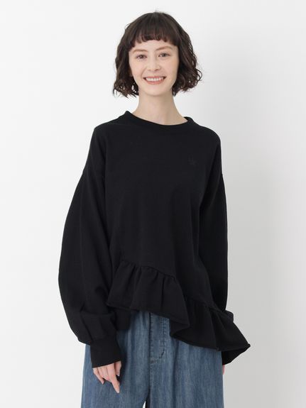 ハイゲージミニ裏毛アシンメトリーフリルスウェット（スウェット