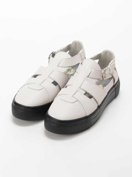 リフレクトフラワープリントインソール スプリットレザーグルカ