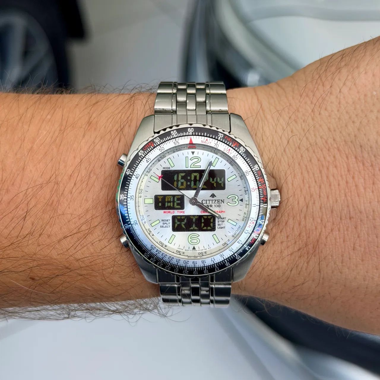 Citizen TZ10075Q - World Time Ana-Digi | Aço Inox Relógio original