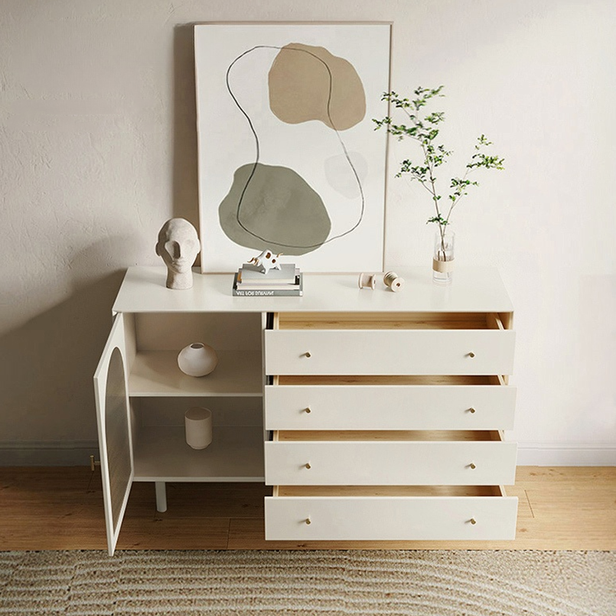 アーチガラスキャビネット | 北欧スタイルの優雅な収納家具 – CAGUUU