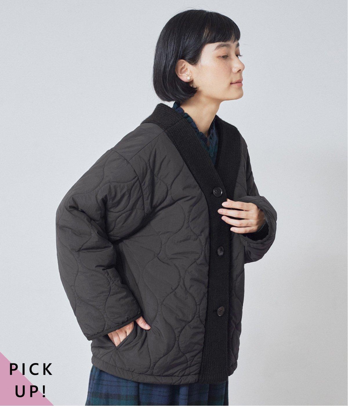 キルティング×ニット ノーカラージャケット｜&yarn（アンドヤーン）の