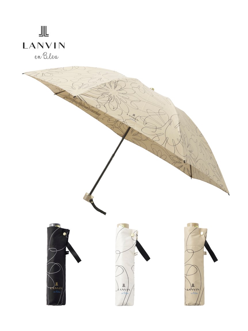 雨傘】ランバン オン ブルー (LANVIN en Bleu) 手書きフラワー 耐風傘
