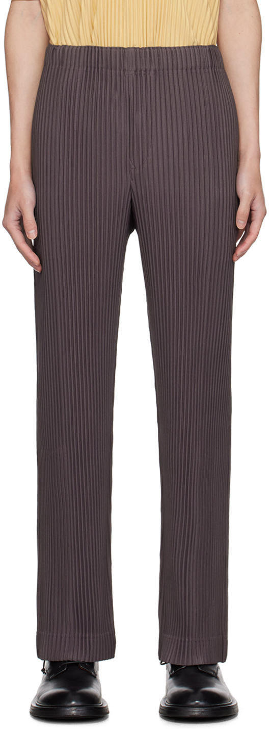Purple Pleats Bottoms 1 Trousers by HOMME PLISSÉ ISSEY MIYAKE on Sale
